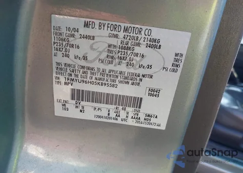 2005 Ford Escape Hybrid из США, поврежденный, VIN 1FMYU96H05KB95582